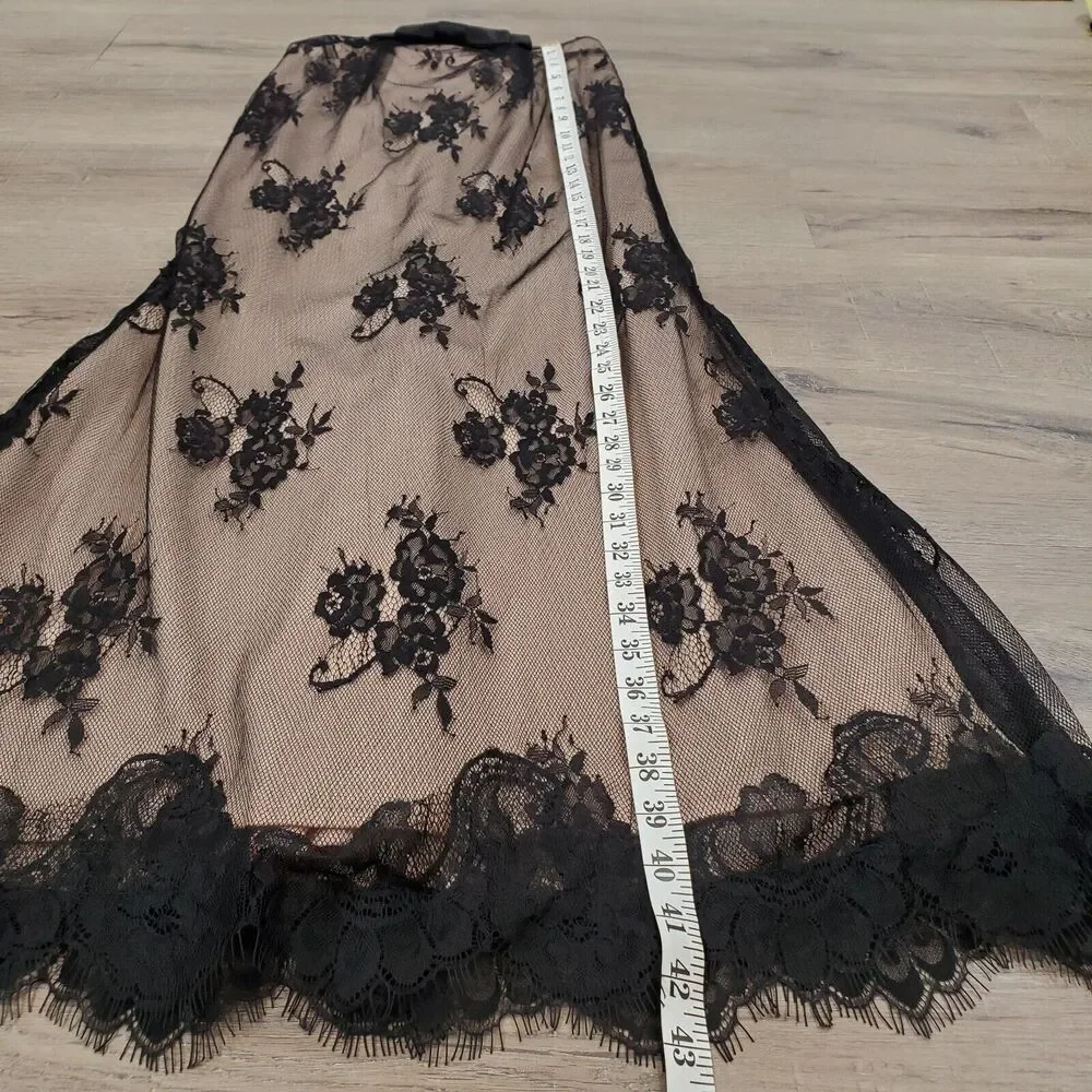 May Queen Couture Dark Floral Sheer Lace Maxi Skirt 2 Fairy Grunge Whimsigoth - Picture 9 of 11